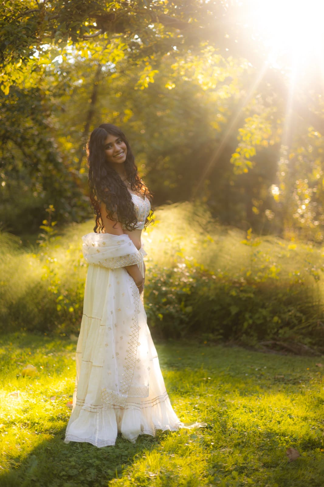 Senior portrait session backlit at golden hour