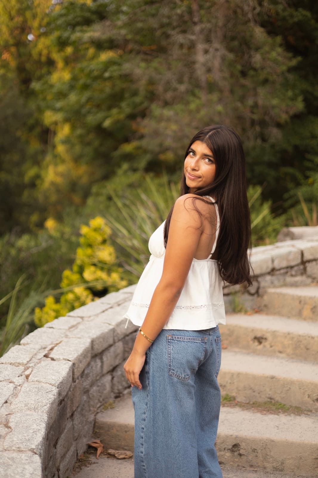 Senior portrait session on stone steps